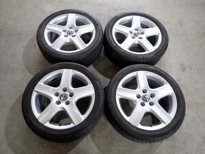 YS7928【送料無料225/45R17】VW フォルクスワーゲン純正 ゴルフ5純正 中古夏タイヤセット ■17×7J 112/5H ET54■ 品番:1K0601025B