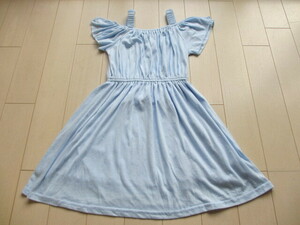 * several times *USED!ANAP Anap light blue shoulder One-piece 130. rom and rear (before and after) *
