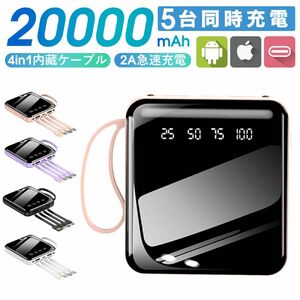 モバイルバッテリー　20000mAh 液晶画面　急速充電　コンパクト　ピンク