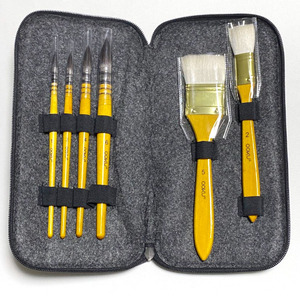 * unused [OOKU] Professional feather brush watercolor writing brush 6 pcs set * mobile in the case No2