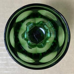 西洋緑色グラス 脚付き杯の画像6