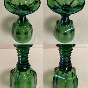 西洋緑色グラス 脚付き杯の画像9