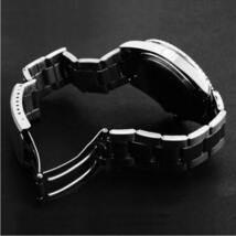 【新品 未使用】ペレバレンチノ・ブラックシルエット 腕時計 メンズ シルバー クール カジュアル【B-00019】_画像3