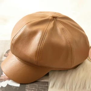 [ новый товар не использовался бесплатная доставка ] под кожу Casquette шляпа Корея женский простой casual Brown [003560F]