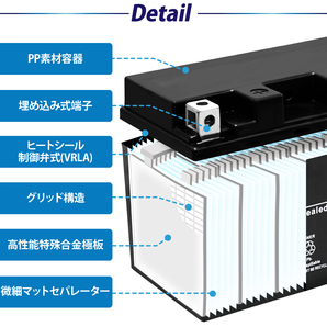 バイクバッテリー BB14L-A2 液入り充電済 ( 互換：YB14L-A2 SB14L-A2 SYB14L-A2 GM14Z-3A M9-14Z ) エリミネーターの画像7