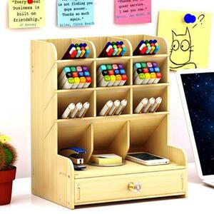 [ free shipping ] drawer attaching beige desk penholder storage wooden high capacity construction type case writing brush difference . high capacity storage shelves stationery 