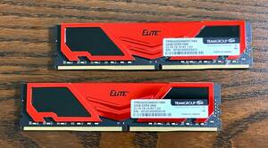 DDR4 2666Mhz PC4-21300 32GBx2枚（64GBkit） Team デスクトップ用メモリ Elite Plus シリーズ （中古・動作品）