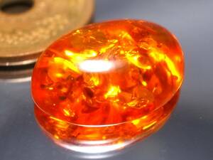 5.86ct new goods * natural amber ( amber )g Ritter entering kaboshon cut bar to production 