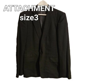 ATTACHMENTアタッチメントストライプ1Bテーラードジャケットsize3collarブラック