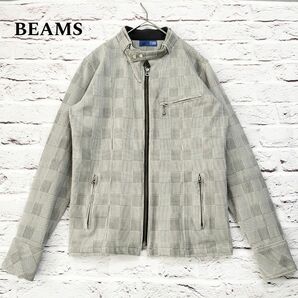 【美品】ビームス BEAMS グレンチェック ライダースジャケット