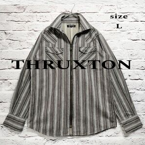 【大きいサイズ】スラクストン THRUXTON ストライプ シャツ ジャケット