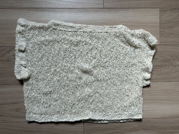 手編みの袖なしセーター(ホワイト)