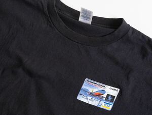 【XL】90s VISAカード プリント tシャツ ヴィンテージ ブラック 黒 半袖 アメリカ製 USA製 delta 企業 両面プリント