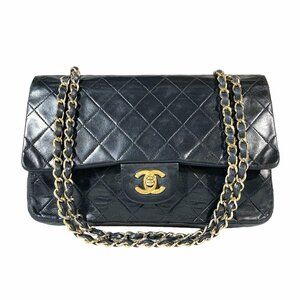 【1円～】シャネル CHANEL バック ショルダーバッグ チェーンショルダー マトラッセ ココマーク ダブルフラップ 1番台 ブラック 中古