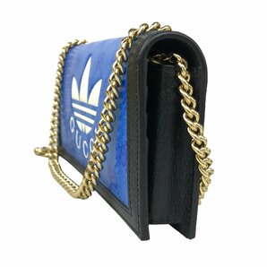 【1円～】未使用品 GUCCI グッチ アディダス adidas チェーンウォレット 財布 ブルー 箱付き 中古の画像3