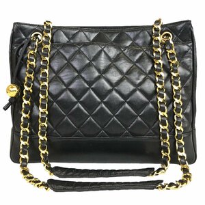 【1円～】シャネル CHANEL ショルダーバッグ チェーンショルダー ココマーク ブラック ゴールド金具 0番台 レザー ラムスキン 中古