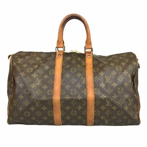 【1円～】 ルイヴィトン LOUIS VUITTON バッグ ボストンバッグ キーポル45 モノグラム M41428　ＳＤ レザー ブラウン ゴールド金具 中古