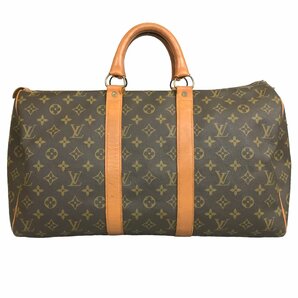 【1円～】 ルイヴィトン LOUIS VUITTON バッグ ボストンバッグ キーポル45 モノグラム M41428 ＳＤ レザー ブラウン ゴールド金具 中古の画像1