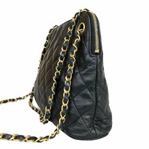 【1円～】 シャネル CHANEL バッグ チェーンショルダー マトラッセ ラムスキン 1番台 ブラック ゴールド金具 カード付き 中古_画像2