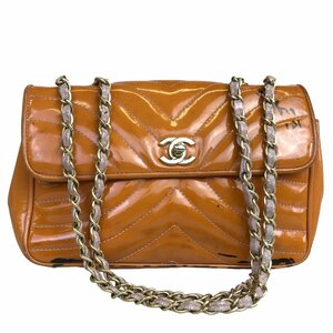 【1円～】シャネル CHANEL バッグ ショルダーバッグ マトラッセ チェーンショルダー ダブルチェーン ブラウン オレンジ 8番台 中古