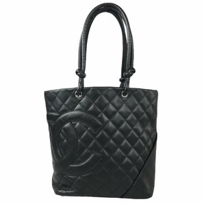 【1円～】シャネル CHANEL バッグ ハンドバッグ カンボンライン 8番台 ココマーク ラムスキン レザー ミディアム ブラック 中古の画像1