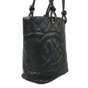 【1円～】シャネル CHANEL バッグ ハンドバッグ カンボンライン 8番台 ココマーク ラムスキン レザー ミディアム ブラック 中古の画像2