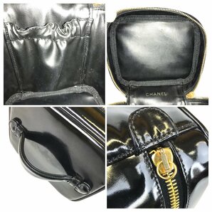 【1円～】シャネル CHANEL バッグ バニティバッグ 化粧ポーチ エナメル パテントレザー 4番台 ココマーク ブラック 中古の画像8