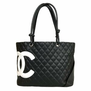 【1円～】シャネル CHANEL バッグ ハンドバッグ トートバッグ ココマーク カンボンライン レザー 8番台 ブラック 中古