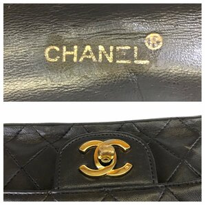 【1円～】シャネル CHANEL バッグ ショルダーバッグ マトラッセ ココマーク ターンロック ラムスキン ダブルチェーン 中古の画像9