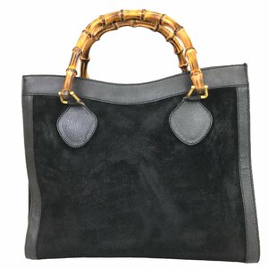 【1円～】グッチ GUCCI バッグ ハンドバッグ トートバッグ バンブー スエード ブラック 002 1186 0260 中古