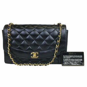 【1円～】シャネル CHANEL バック ダイアナ ショルダーバッグ チェーンショルダー マトラッセ ダイアナフラップ ブラック 3番台 中古