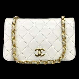 【1円～】シャネル CHANEL バッグ ショルダーバッグ チェーンショルダー マトラッセ ラムスキン レザー ホワイト 中古