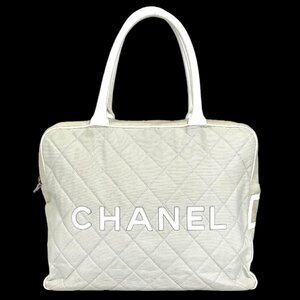 【1円～】シャネル CHANEL バッグ ハンドバッグ ミニボストン スポーツライン ６番台 キャンバス レザー ホワイト ロゴ 中古