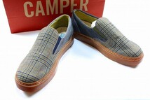 カンペール CAMPER 箱付 綺麗め シューズ スニーカー スリッポン くつ 靴 カジュアル 布 42 チェック メンズ [868602]_画像1