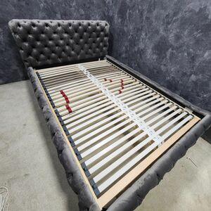 D144-450G прекрасный товар KARE Calle te The ia bell спальное место серебряный серый bed 160x200cm ( Queen размер ) матрац нет самовывоз приветствуется 