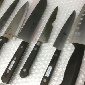 D047-100【中華包丁 洋包丁まとめ】パン切り 穴あき/中華2001/KIYA/SP2000/KAI/ZWILLING/MISONO/ステンレス 庖丁/tの画像6