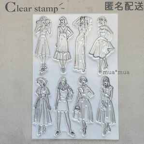 クリアスタンプ　透明スタンプ　スタンプシート　S200　女性　デコ　ファッション