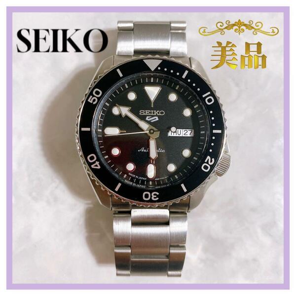 SEIKO セイコー　5スポーツSBSA005 AT 黒文字盤　腕時計　メンズ