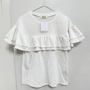 送料185円新品タグ付き　未使用未着用カットソー トップス ホワイト 半袖Tシャツ フリル　白