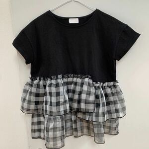 送料185円新品未使用未着用カットソー トップス 半袖 黒 チュニック Tシャツ 