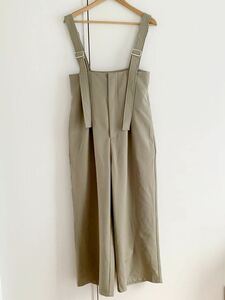  unused not yet have on overall overall pants overall pants wide pants suspenders attaching pants high waist khaki 