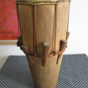 ■アンティーク 革張り木製太鼓 民族打楽器 古道具 古民具 インテリア ディスプレーの画像10