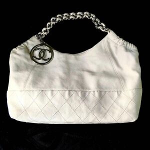 17万→表 美品級* CHANEL/シャネル■ココカバス チェーンショルダートートバッグ キャビア ココチャーム■白系*Sシール有