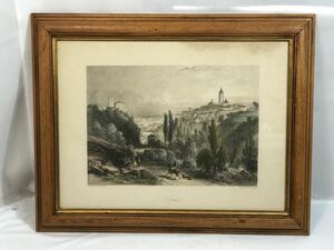 Art hand Auction 3/28a10 Gemälde, gerahmte Lithographie, Landschaft, Stadtbild, Schloss, Natur, Wald, Tiere, Menschen, Männer, Frauen, Pferde, Hunde, Rahmengröße ca. 72, 5 x 58 cm, gebeizt, Kunstwerk, Malerei, Andere