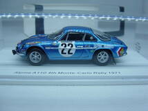 送料350円～ spark 1/43 Alpine A110 4th Monte Carlo Rally 1971 #22 J-C Andruet/M.Vial アルピーヌ モンテカルロ ラリー_画像2