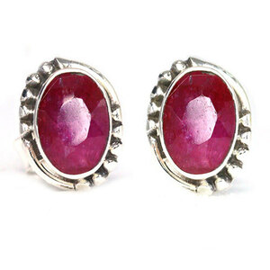 〔p34〕Ruby 約6x4mm ルビー ピアス sv925 7月誕生石