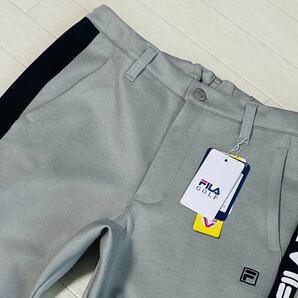 新品★FILA GOLF フィラ ゴルフ サイドライン切替 軽量ダンボールニット スウェット テーパード ジョガーパンツ/春夏/グレー/w82の画像3