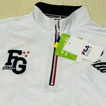 新品★フィラ ゴルフ FILA GOLF カモ柄ジャガード 吸汗速乾 半袖ハーフジップシャツ★ホワイト★サイズM★送料185円_画像1