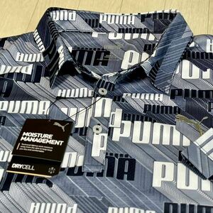 new goods * Puma Golf PUMA GOLF 3D Logo graphic print . water speed . polo-shirt with short sleeves / navy / size XXL/ postage 185 jpy 