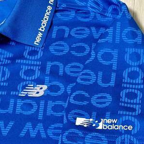 新品★ニューバランス ゴルフ New Balance Golf ブロックボーダーロゴ柄 吸汗速乾 半袖ポロシャツ★ブルー★サイズ5(L)★送料185円の画像3
